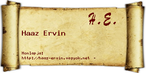 Haaz Ervin névjegykártya